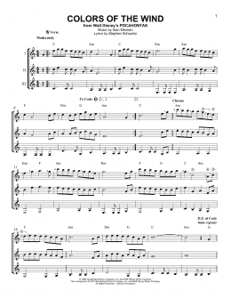page one of Colors Of The Wind (from Pocahontas) (Guitar Ensemble)