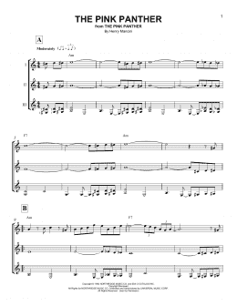 page one of The Pink Panther (Guitar Ensemble)
