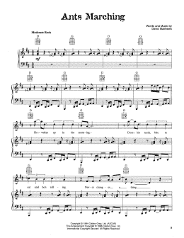 page one of Ants Marching (Piano, Vocal & Guitar Chords (Right-Hand Melody))