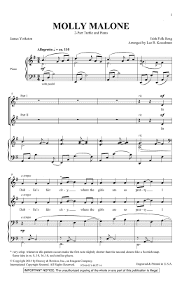 page one of Molly Malone (2-Part Choir)