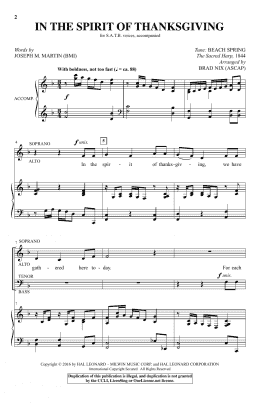 page one of In The Spirit Of Thanksgiving (SATB Choir)