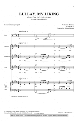 page one of Lullay, My Liking (SSA Choir)