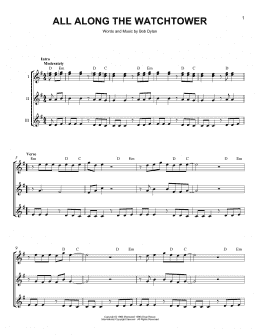 page one of All Along The Watchtower (Guitar Ensemble)