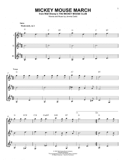 page one of Mickey Mouse March (from The Mickey Mouse Club) (Guitar Ensemble)