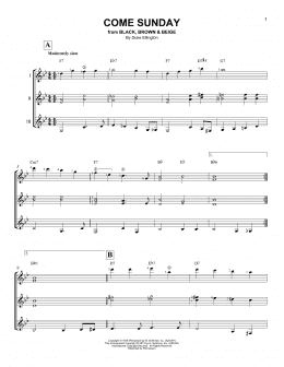 page one of Come Sunday (Guitar Ensemble)