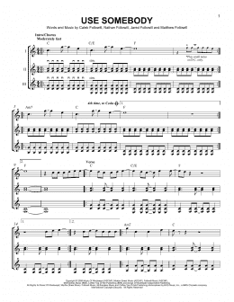 page one of Use Somebody (Guitar Ensemble)