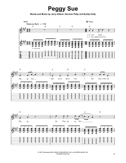 page one of Peggy Sue (Easy Guitar Tab)
