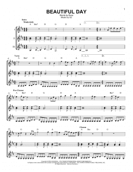 page one of Beautiful Day (Guitar Ensemble)