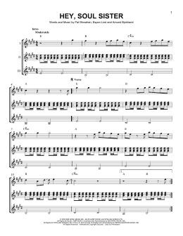 page one of Hey, Soul Sister (Guitar Ensemble)