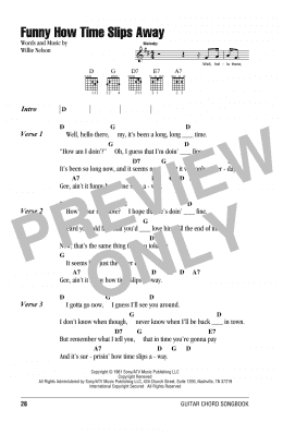 page one of Funny How Time Slips Away (Guitar Chords/Lyrics)
