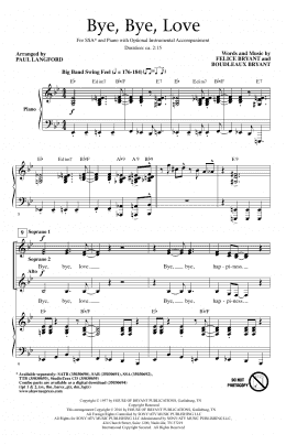 page one of Bye Bye Love (SSA Choir)