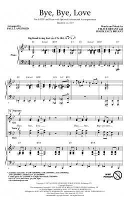 page one of Bye Bye Love (SATB Choir)