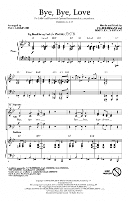 page one of Bye Bye Love (SAB Choir)