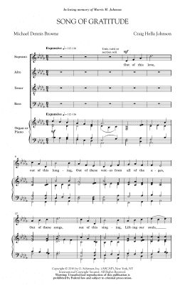 page one of Song Of Gratitude (SATB Choir)