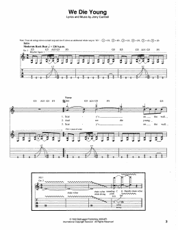 page one of We Die Young (Guitar Tab)