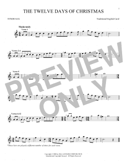 page one of The Twelve Days Of Christmas (Tenor Sax Solo)