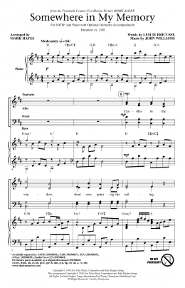 page one of Somewhere In My Memory (arr. Mark Hayes) (SATB Choir)