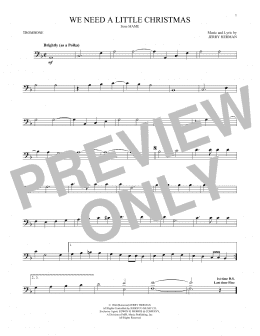 page one of We Need A Little Christmas (Trombone Solo)