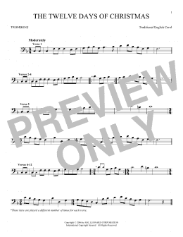 page one of The Twelve Days Of Christmas (Trombone Solo)