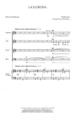 page one of La Llorona (SATB Choir)