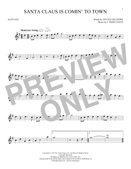 page one of Santa Claus Is Comin' To Town (Alto Sax Solo)