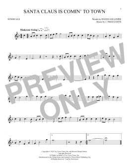 page one of Santa Claus Is Comin' To Town (Tenor Sax Solo)