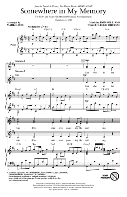 page one of Somewhere In My Memory (arr. Mark Hayes) (SSA Choir)