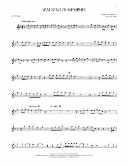 page one of Walking In Memphis (Alto Sax Solo)
