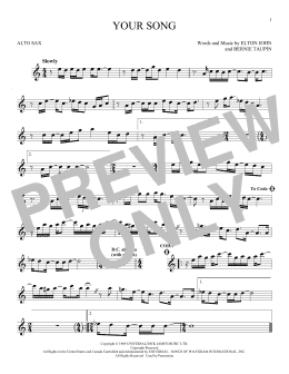 page one of Your Song (Alto Sax Solo)