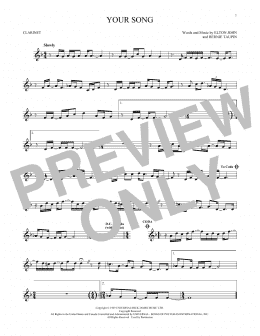 page one of Your Song (Clarinet Solo)