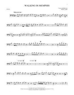 page one of Walking In Memphis (Cello Solo)