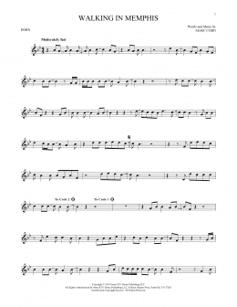 page one of Walking In Memphis (French Horn Solo)