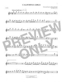 page one of California Girls (Flute Solo)