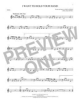 page one of I Want To Hold Your Hand (French Horn Solo)
