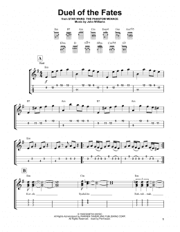 page one of Duel Of The Fates (from Star Wars: The Phantom Menace) (Easy Ukulele Tab)