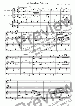 page one of A Touch of Vienna for 2 Clarinets and Piano