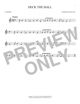 page one of Deck The Hall (Clarinet Solo)