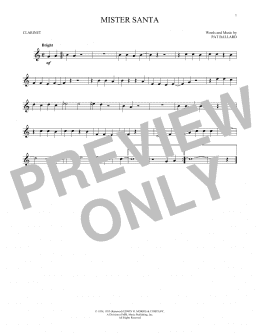 page one of Mister Santa (Clarinet Solo)