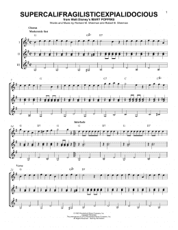 page one of Supercalifragilisticexpialidocious (from Mary Poppins) (Guitar Ensemble)