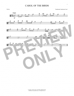 page one of Carol Of The Birds (Viola Solo)