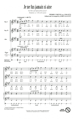 page one of Je Ne Fus Jamais Si Aise (SSA Choir)