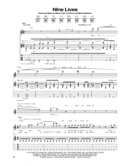 page one of Nine Lives (Guitar Tab)