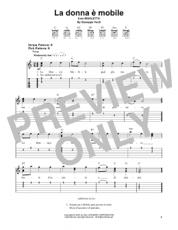 page one of La donna e mobile (Easy Guitar Tab)