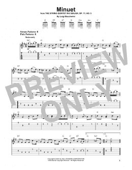 page one of Minuet (Easy Guitar Tab)