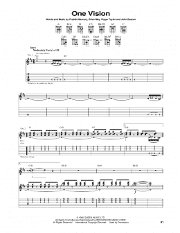 page one of One Vision (Guitar Tab)