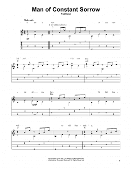 page one of Man Of Constant Sorrow (arr. Mark Phillips) (Solo Guitar)