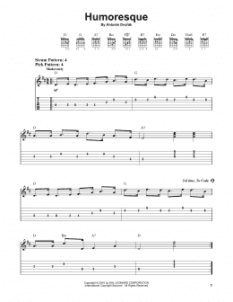 page one of Humoresque (Easy Guitar Tab)