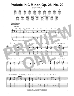 page one of Prelude In C Minor, Op. 28, No. 20 (Easy Guitar Tab)