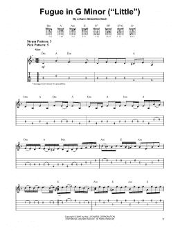 page one of Fugue In G Minor (Little) (Easy Guitar Tab)