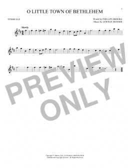 page one of O Little Town Of Bethlehem (Tenor Sax Solo)